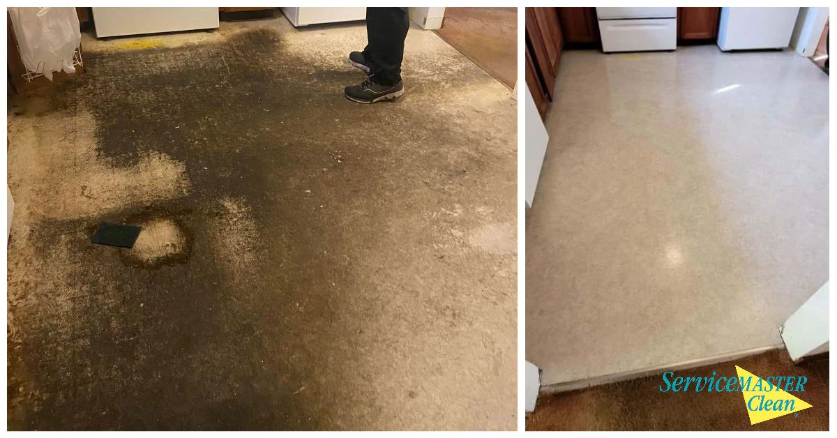 Floor Scrubbing. Before and After