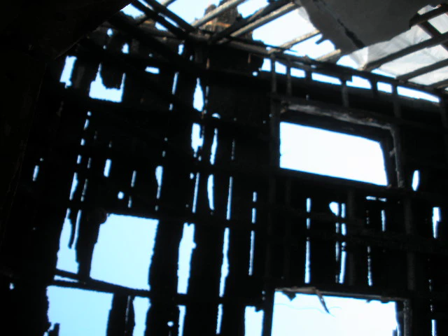 Interior-view-of-fire-damaged-done-to-building